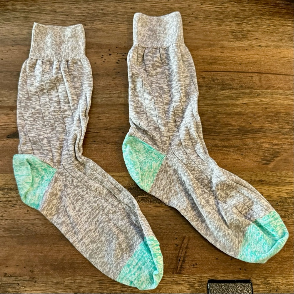 Missoni (No Label) Knit Dress Socks Grey/ Mint Green